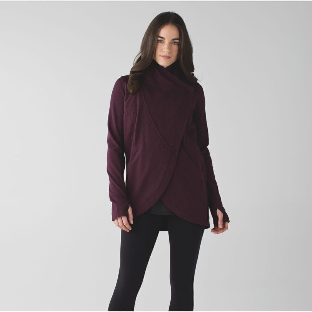 Lululemon Heathered Bordeaux Drama Purple Maroon That’s A Wrap Snap Jacket 6